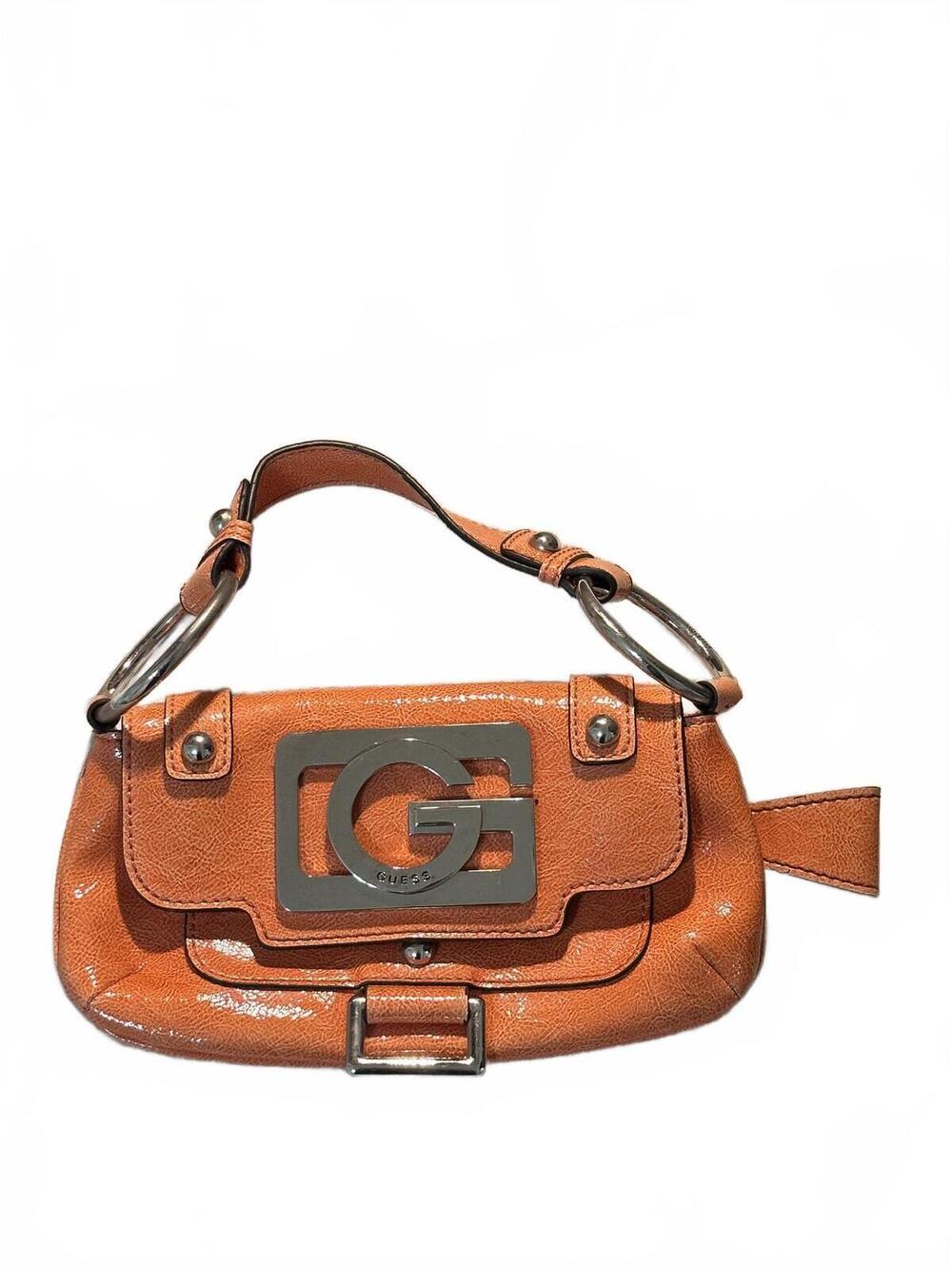 Vintage Guess Orange Patent Leather Shoulder Bag